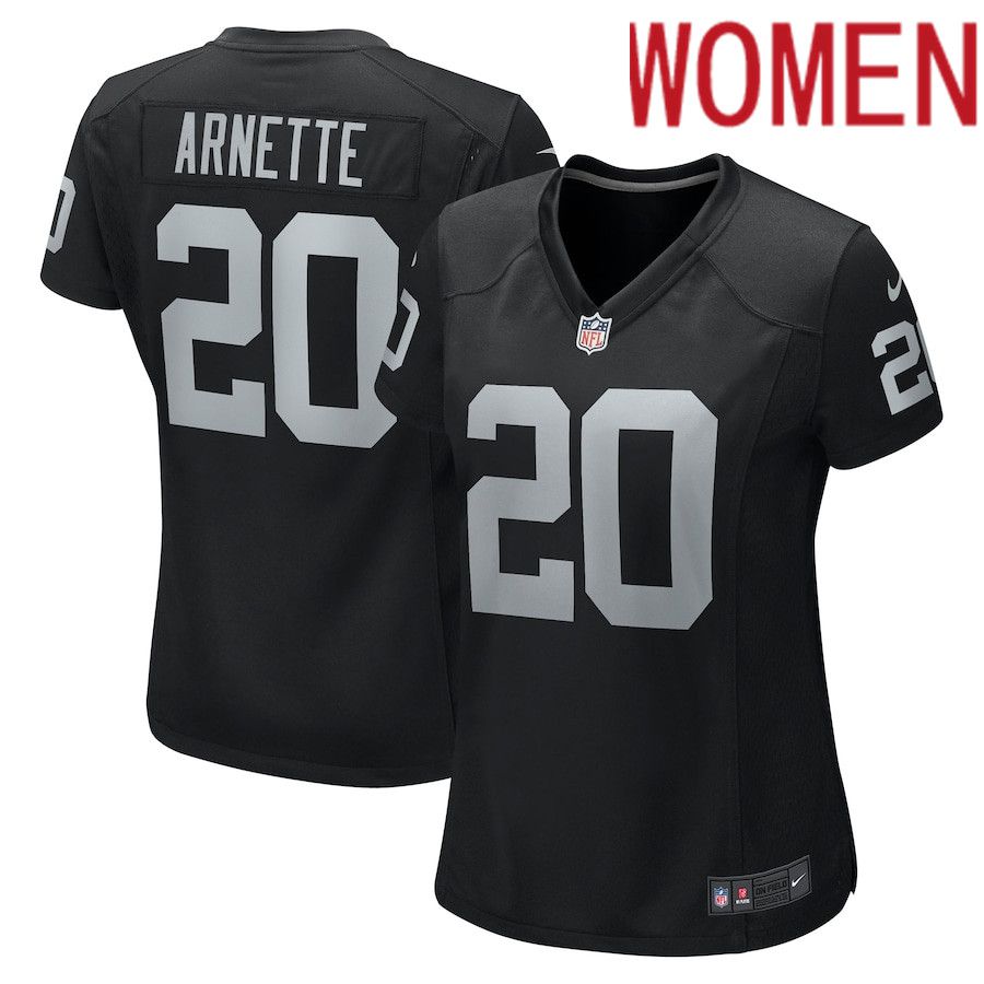 Women Oakland Raiders #20 Damon Arnette Nike Black Game NFL Jersey->women nfl jersey->Women Jersey